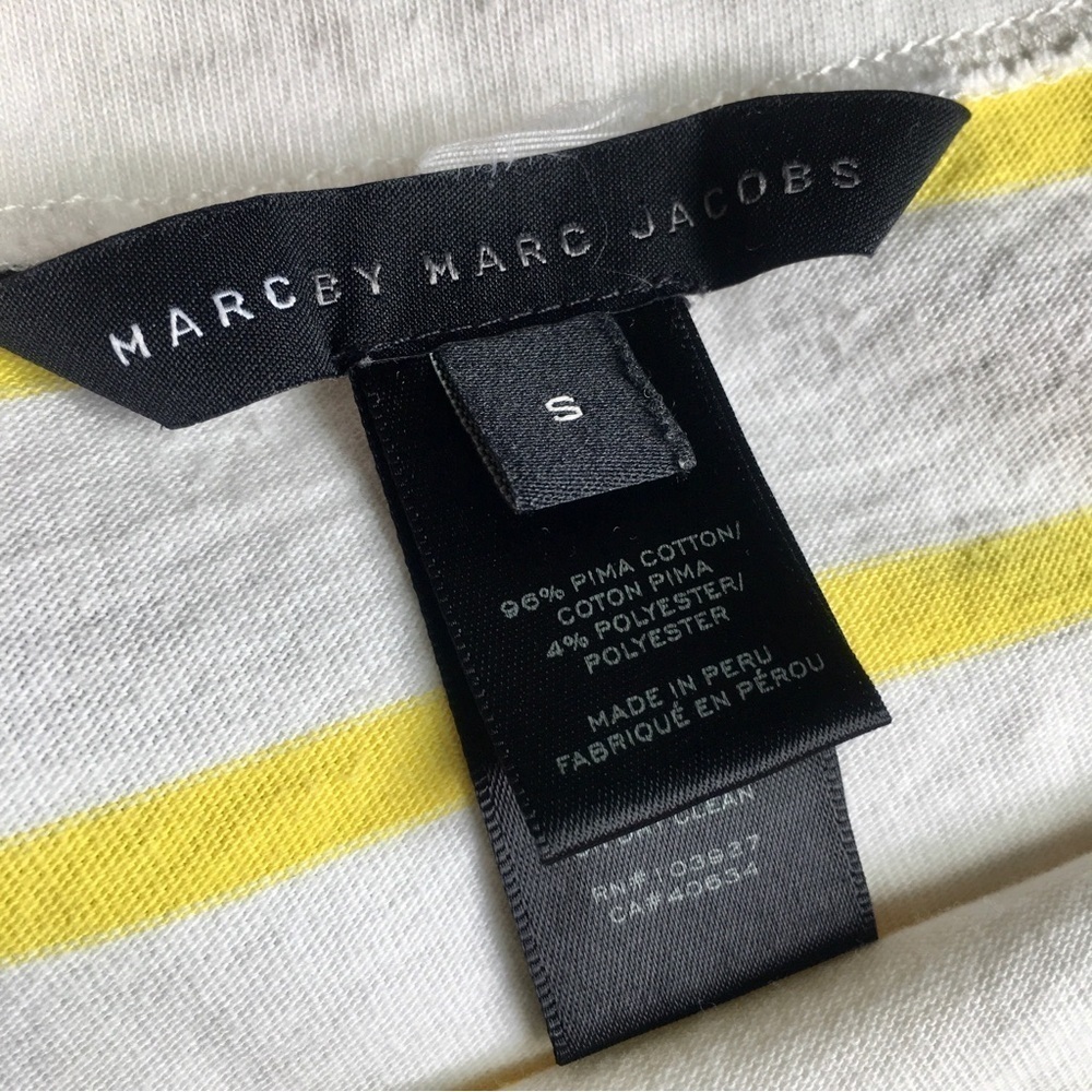 Marc by Marc Jacobs Striped, Three Quarter Sleeve Tee, Yellow, Purple, Size S - Picture 7 of 14